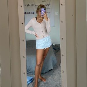 Pink Buttened Down V-neck